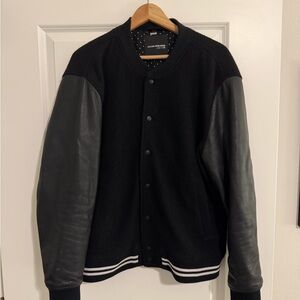 Joe’s Jeans Black Varsity Jacket with Leather Sleeves